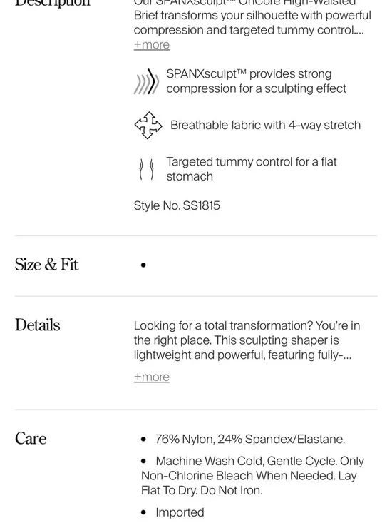 High-Waist Black Shaping Briefs - Women Intimates Spanx Small S|P - Picture 11 of 11